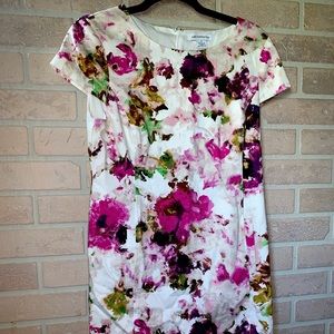Liz Claiborne BOHO Floral Hawaiian Bodycon Cap Sleeve Midi Dress, Sz. 4